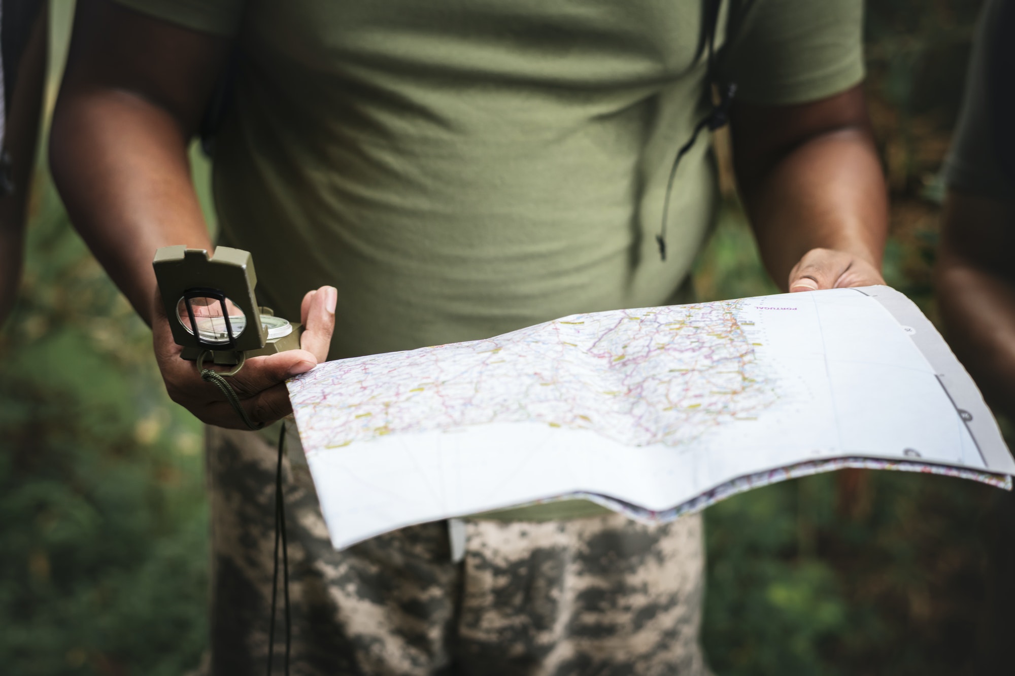 Checking on the map for directions